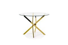 Halmar Okrúhly sklenený jedálenský stôl Raymond - priehľadná / zlatá