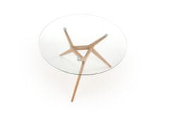 Halmar Okrúhly sklenený jedálenský stôl Ashmore - priehľadná / prírodná