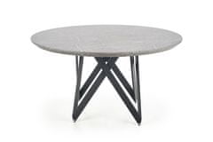 Halmar Okrúhly jedálenský stôl Gustimo - sivý mramor / čierna