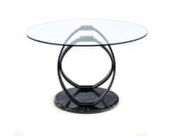 Halmar Okrúhly sklenený jedálenský stôl Optico - priehľadná / čierna