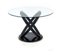Halmar Okrúhly sklenený jedálenský stôl Optico - priehľadná / čierna