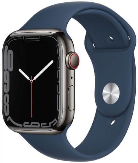 Apple Watch Series 7 Cellular, 45mm Graphite Stainless Steel Case Abyss Blue Sport Band MKL23HC/A - rozbalené