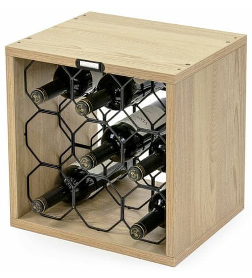 Compactor Stojan na 9 fliaš vína CUBE VERTICAL, dekor dub, 36,5 x 29 x V36,3 cm