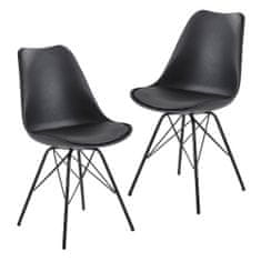 Bruxxi Jedálenská stolička Lina (SET 2 ks), syntetická koža, čierna