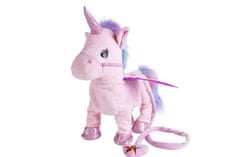 CoolCeny Spievajúci a chodiaci plyšový jednorožec Unicorn Roxy - Ružová