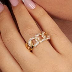 Morellato Elegantný pozlátený prsteň s kryštálmi Incontri SAUQ110 (Obvod 52 mm)