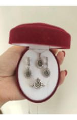 A-B A-B Súprava šperkov Queen s vltavínom a zirkónmi v bielom zlate striebro 925/1000 200000516
