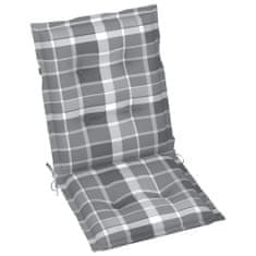 Vidaxl Podložky na záhradné stoličky 6 ks, sivé, kockované 100x50x7 cm