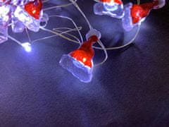commshop Vnútorné vianočné mini reťaz v tvare Santove čiapky (na batérie) - teplá biela 4m -40 led diód