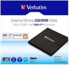 VERBATIM Slimline externí vypalovačka USB-C čierna + Nero