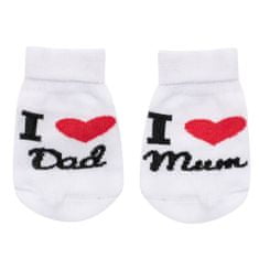 NEW BABY Dojčenské bavlnené ponožky I Love Mum and Dad biele - 62 (3-6m)