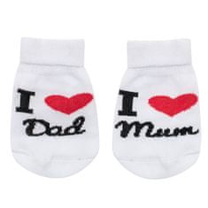 NEW BABY Dojčenské bavlnené ponožky I Love Mum and Dad biele - 56 (0-3m)