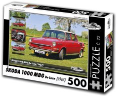 RETRO-AUTA© Puzzle č. 22 Škoda 1000 MBG De Luxe (1967) 500 dielikov