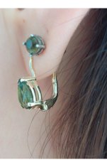 A-B A-B Sada pozlátených strieborných šperkov s kvapkou vltavína Zelený les 925 / 22K