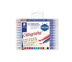 Staedtler Kaligrafické popisovače "Calligraph Duo", sada, 12 farieb, 2,0/3,5 mm, obojstranné 3005 TB12
