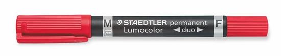 Staedtler Permanentný popisovač "Lumocolor 348 Duo", červená, kužeľový hrot, F/M, obojstranný, 348-2