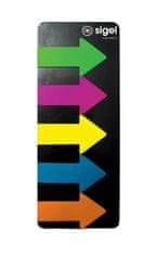 Sigel Samolepiace záložky v tvare šípky "Arrows", 5x25 lístkov, 25x45 mm, mix farieb, SIGEL