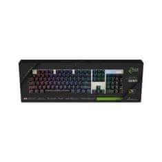 MediaRange mechanická herná klávesnica, 104 kláves, 14 RGB módov, NKRO, Anti-ghosting, drôtová, čierno/strieborná; MRGS101-UK