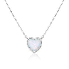 Beneto Romantický strieborný náhrdelník so syntetickým opálom AGS817 / 45L