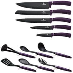 Berlingerhaus Sada nožov a kuchynského náčinie v stojane 12 ks Purple Metallic Line BH-6258