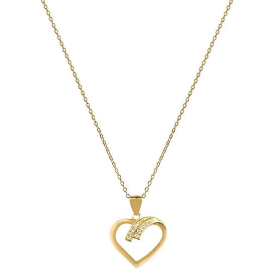 Beneto Pozlátený strieborný náhrdelník so srdcom AGS1138/47-GOLD (retiazka, prívesok)
