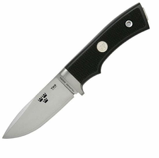 Fällkniven TK6L lovecký nôž 8 cm, čierna, Thermorun, kožené puzdro