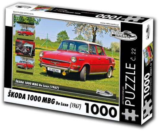 RETRO-AUTA© Puzzle č. 22 Škoda 1000 MBG De Luxe (1967) 1000 dielikov