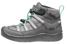 KEEN detská kožená outdoorová obuv Hikeport 2 Sport Mid WP Y black/irish green, 32,5, čierna