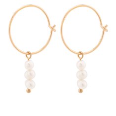 Decadorn Kruhové pozlátené náušnice s pravými perlami 2v1 Sea Pearl Mini Hoop Earrings - Gold