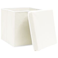 shumee Úložné boxy s vrchnákmi 4 ks biele 32x32x32 cm látkové