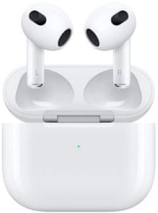moderné slúchadlá do uší apple airpods 3 generácie Bluetooth pripojenia automatické párovanie s apple zariadeniami dotykové ovládanie odolná vode a potu krásny zvuk