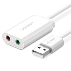 Ugreen US205 USB externá zvuková karta 15cm, biela