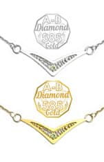 A-B A-B Náhrdelník víťazstva s českým vltavínom a diamantmi z bieleho a žltého zlata 585 / 14K jw-AUVD8122