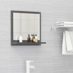 Vidaxl Kúpeľňové zrkadlo, lesklé sivé 40x10,5x37 cm, drevotrieska