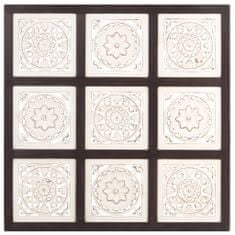 Vidaxl Ručne vyrezávaný nástenný panel MDF 60x60x1,5 cm hnedý a biely