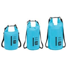 Vidaxl Suchá taška so zipsom modrá 15 l PVC