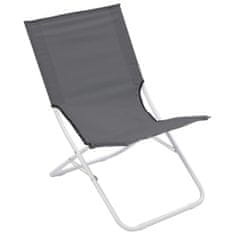 Vidaxl Skladacie plážové stoličky 2 ks sivé