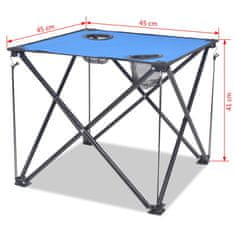 Vidaxl Skladací modrý kempingový nábytok, 5-dielna súprava, oceľ, 45x45x70 cm