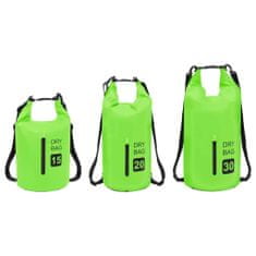 Vidaxl Suchá taška so zipsom zelená 15 l PVC
