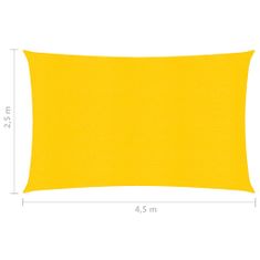 Vidaxl Slnečná clona, 160 g/m2, žltá, 2,5x4,5 m, HDPE
