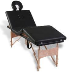 Petromila vidaXL Čierny skladací masážny stôl, 4 zóny, drevený rám