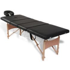 Petromila vidaXL Čierny skladací masážny stôl, 4 zóny, drevený rám
