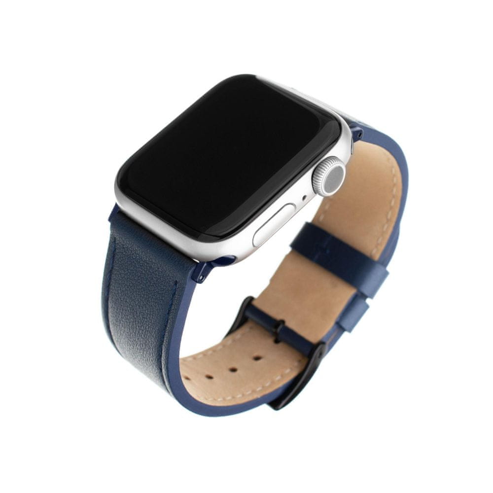 FIXED Kožený remienok Leather Strap pre Apple Watch 42 mm/44 mm, modrý FIXLST-434-BL