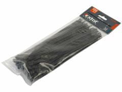 Extol Premium Pásky sťahovacie čierne, 3,6x280mm, 100ks, pr.70mm, 18kg