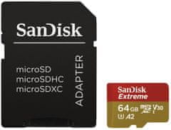 SanDisk Micro SDXC Extreme 64GB 160MB/s A2 UHS-I U3 V30 pre akčné kamery + SD adaptér, (Micro SDXC Extreme 64GB 160MB/s A2 UHS-I U3 V30 pre akčné kamery + SD adaptér) (SDSQXA2-064G-GN6AA)