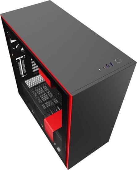 NZXT H710, okno, čiernočervená