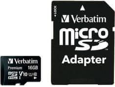 VERBATIM MicroSDHC 16GB (Class 10) + SD adaptér (44082)