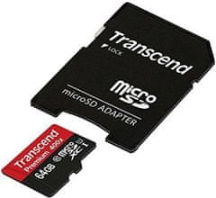 Transcend Micro SDXC Premium 400x 64GB 60MB/s UHS-I + SD adaptér (TS64GUSDU1)