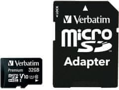 VERBATIM MicroSDHC 32GB (Class 10) + SD adaptér (286784) (44083)