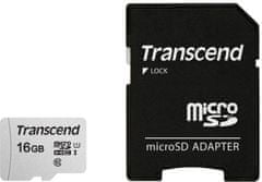 Transcend Micro SDHC 300S 16GB 95MB/s UHS-I U1 + SD adaptér (TS16GUSD300S-A)